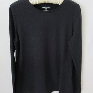 Lands' End black Fitted scoop neck cotton blend long sleeve tee *Sz M*